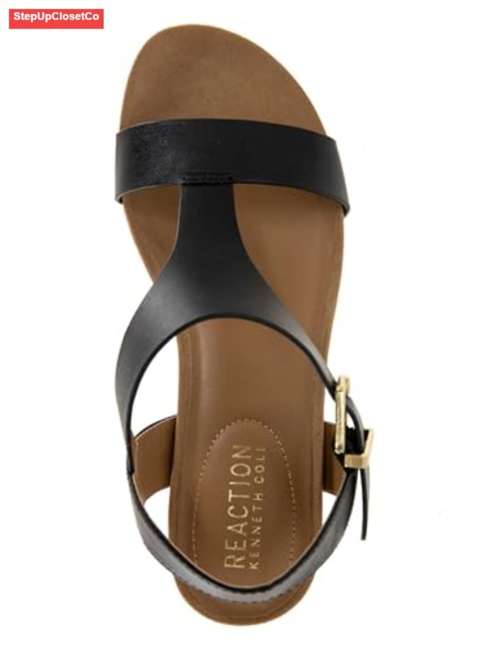 Women's T-Strap Wedge Sandal Espadrille with Buckle Closure - Picture 4 of 6